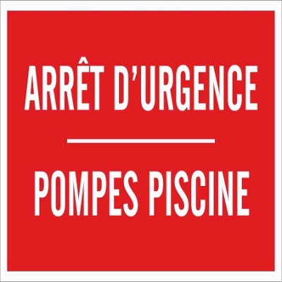 129 -            Panneau Arrt d'Urgence Pompes Piscine 12cm x 8cm           #1