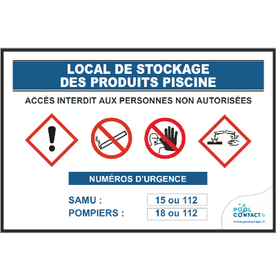 127 - Panneau Local Stockage Produits Piscine 30cm x 20cm