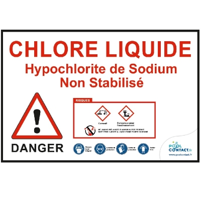 ADH1 - Affiche autocollante Chlore liquide 29,7cm x 21cm   #1