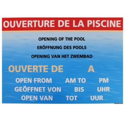 196 -             Panneau Horaires ouverture de la piscine 21cm x 15cm            