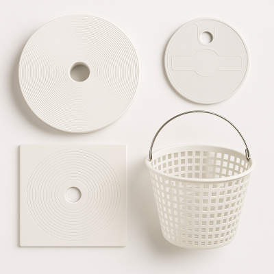 Couvercles et panier pour skimmers