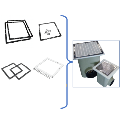 Grilles bondes de fond liner en 330x330mm et 515x515mm 